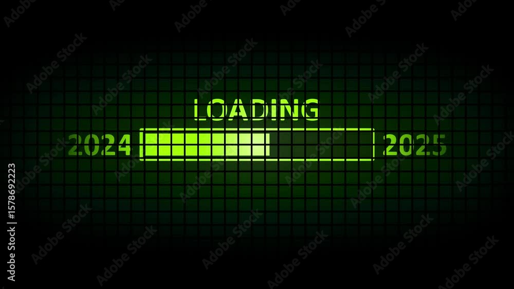 Poster abstract new year 2024 to 2025 process bar concept. year change concept,100% loaded loading bar icon