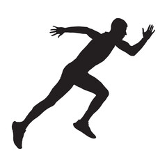 Silhouette of a Sprinter in Motion – Running Athlete Vector on White Background