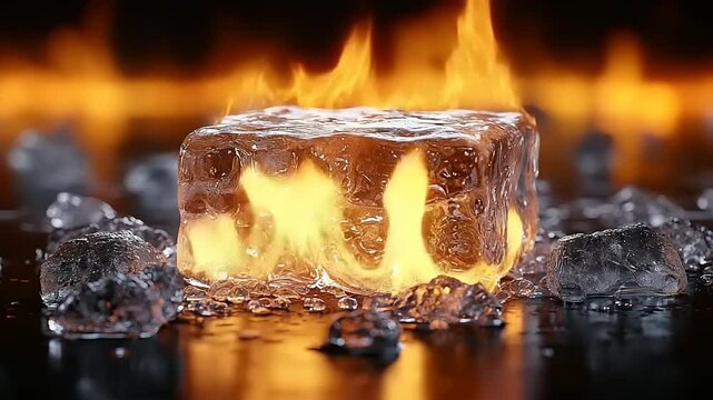 Burning ice cube