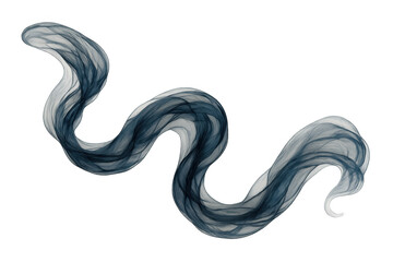 Blue smoke waves curling gracefully on transparent backdrop, representing ethereal movement for perfume, cosmetic, and design projects emphasizing elegant fluidity