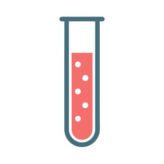 Flat Design Test Tube Icon with Blue Liquid Scientific Laboratory Equipment Illustration for Chemistry and Biology Concepts