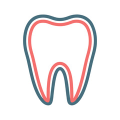 Flat Tooth Icon Design White Tooth Silhouette with Dental Symbol for Healthcare and Dentistry Concepts