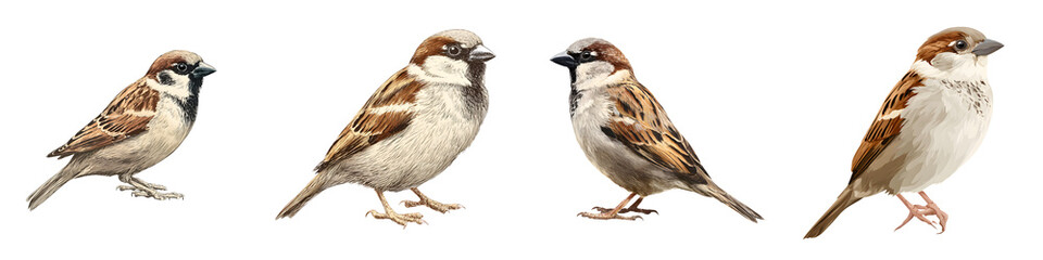 Watercolor Sparrows Collection: Charming Bird Illustrations