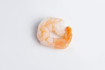 Succulent shrimp displayed on a clean white background highlighting its texture and freshness for...