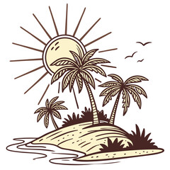 tropical island with palm trees