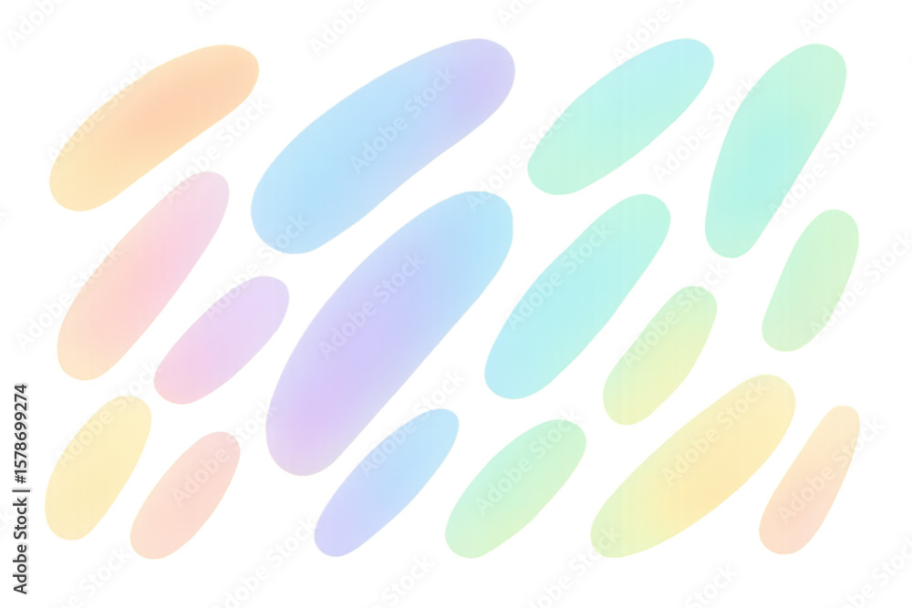 Leinwandbilder Soft pastel color brush strokes form an abstract pattern on a transparent background, creating a vibrant and artistic design