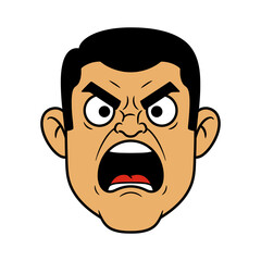 Angry Man Face Yelling Vector Illustration