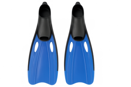 Pair of blue and black diving fins isolated on transparent background, perfect for underwater exploration - Powered by Adobe