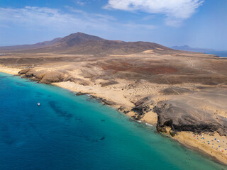 Playa del Pozo from drone, aerial view, Lanzarote