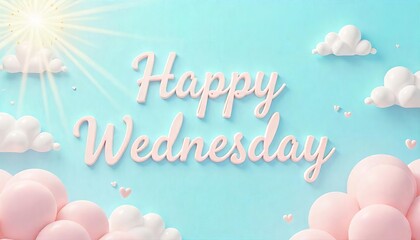 Happy Wednesday greeting for social media, web banners, and email newsletters. Perfect for sending cheerful mid week vibes to your audience.