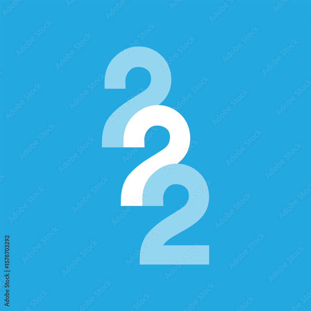 Fototapete the image shows a logo design of a number 222 in blue and white color in simple flat style that look