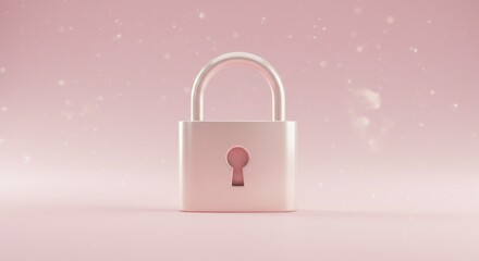 A delicate pink padlock symbolizing love security and protection against a soft pink background with