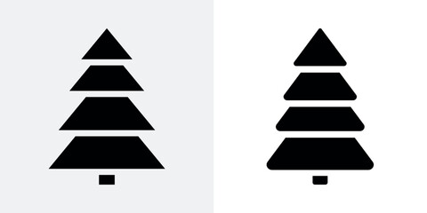 Silhouette of a Christmas tree. Black festive tree icon in flat style. Vector illustration isolated on white background. Perfect for holiday decor, greeting cards