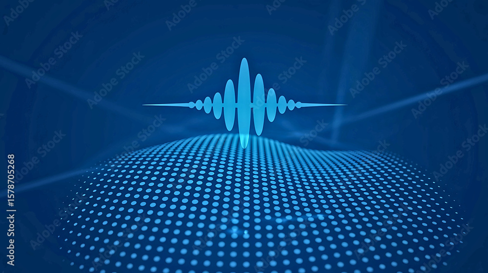 Poster abstract blue background with light rays and digital design elements