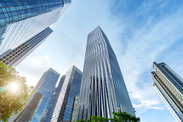 Low angle shot of skyscrapers, Shenzhen, China