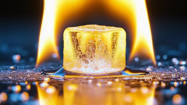 Ice cube on fire