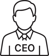 Executive Leadership Icon Clean Line Art of a CEO in a Business Suit, Perfect for Corporate Communications and Website Design.