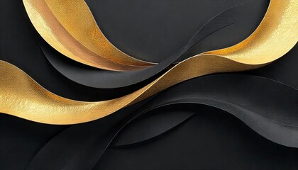 Black and gold wavy abstract art suitable for sophisticated branding, luxury design projects, elegant backgrounds, beauty products, and upscale packaging.
