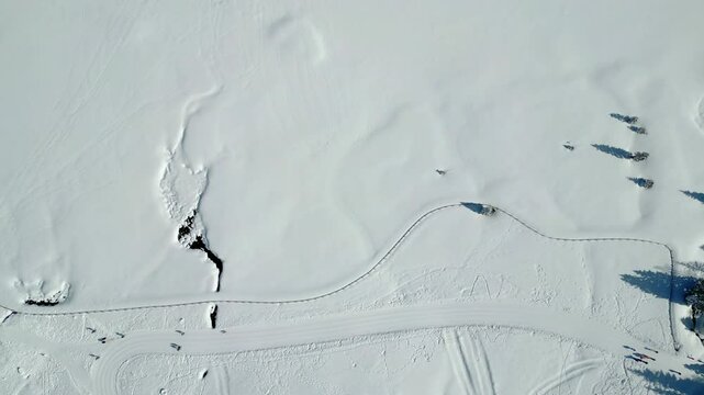 Nassfeld Pass in winter. View from above.