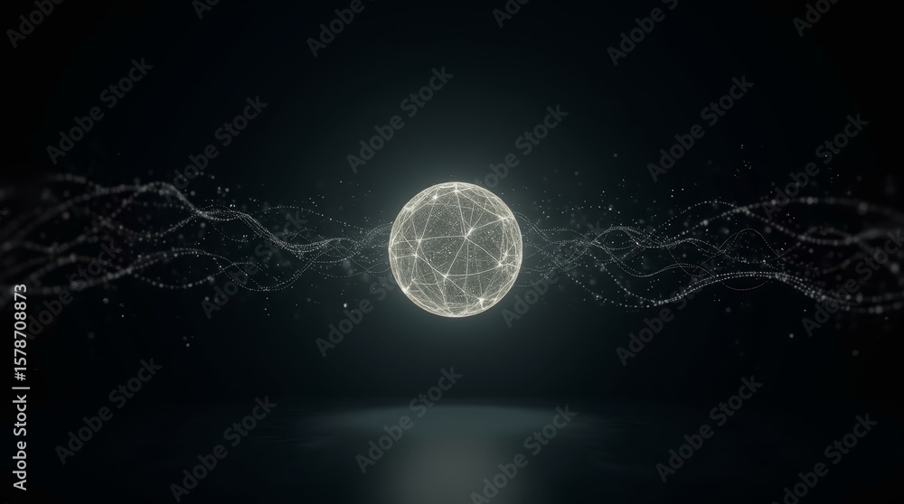 Poster floating glowing orb — horizontal clean background for digital network presentations.