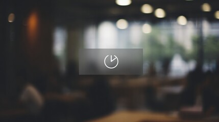 AR time tracker widget window with clock icon on blurred interior background.