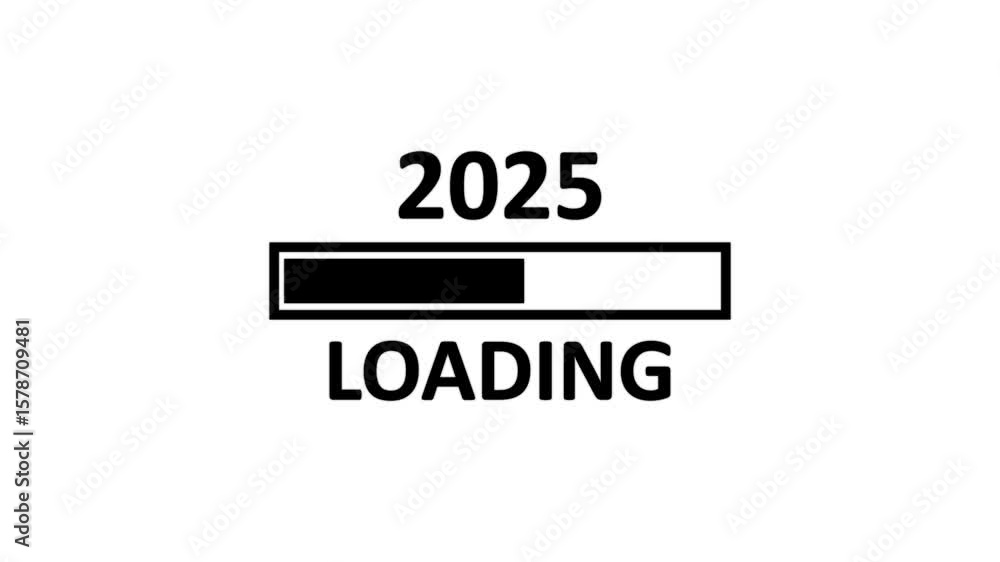 Poster abstract new year 2025 process bar concept. year change concept,100% loaded loading bar icon animati