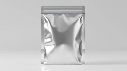 Aluminum pouch mockup, light gray background