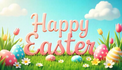 Pink easter lettering with painted eggs and tulips. Perfect for spring greetings, Easter celebrations, invitations, blog posts, and social media.