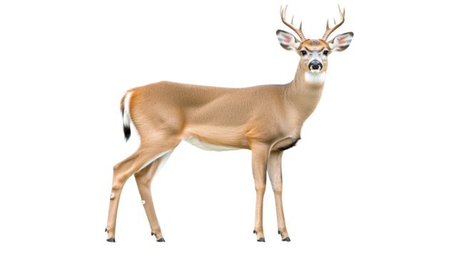 A majestic buck deer stands proudly isolated on white isolated on transparent background
