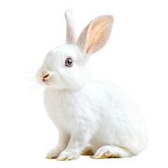 Obraz premium A cute white bunny rabbit sits on a transparent background