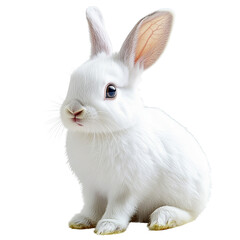 Obraz premium A cute white bunny rabbit isolated on white isolated on transparent background