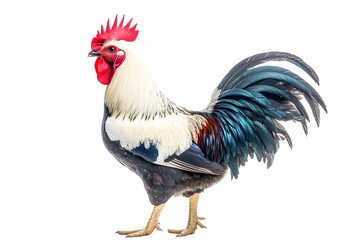 Fototapeta premium A proud rooster with colorful plumage isolated isolated on transparent background