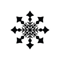 Black snowflake graphic with geometric pattern winter cold
