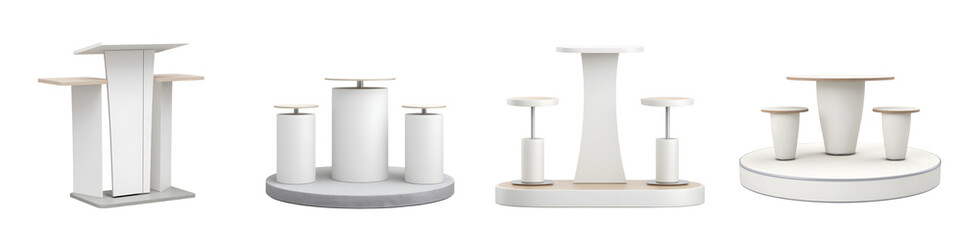Product Display Stands Collection: Exhibition Stands, Isolated on White