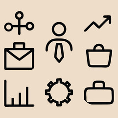 Business icons diagram briefcase person growth gear chart vector