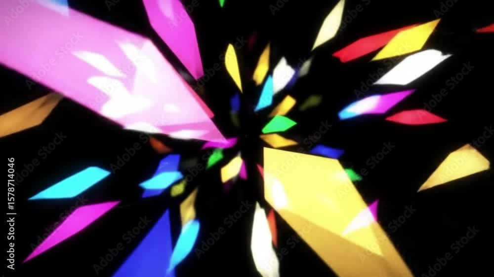 Aufkleber dynamic abstract animation of colorful geometric shapes on a black background