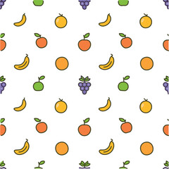 Colorful fruit pattern with oranges bananas apples and grapes vector
