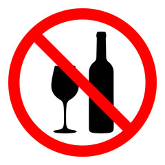 no alcohol sign, prohibited alcohol icon representing no drinking zones