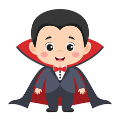 Cute vampire wearing a suit and cape cartoon costume
