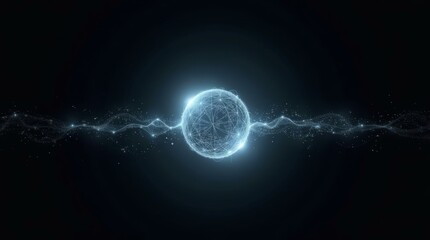 Obraz premium Intertwined data flows — horizontal futuristic visual metaphor for systems and connection.