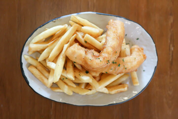fish and chip or fried fish ,deep fried fish with French fries