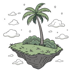 tropical island with palm trees