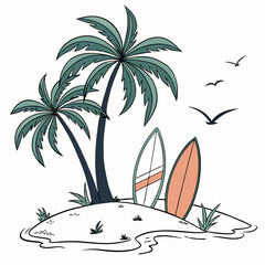 vector illustration of a tropical island