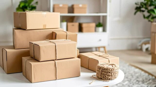 Stacked Boxes on Table