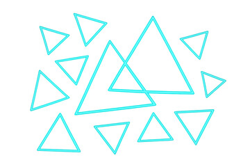 Geometric neon blue triangles intersecting, forming dynamic translucent pattern with contemporary digital aesthetic