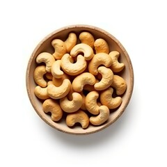Fototapeta premium Cashew Nuts in Bowl Top View Isolated on White or Transparent Background