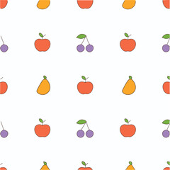 Red apples purple cherries orange pears pattern cherry fruit