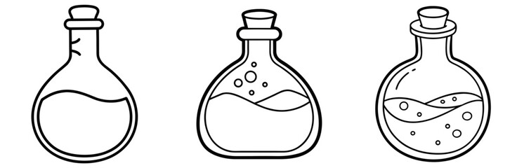 Medicine Flask Coloring Book Page - Outline Line Art