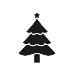 Fototapeta premium Stylized black evergreen tree with star topping christmas tree pine