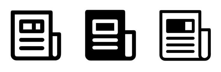 Newspaper Icon - Outline Vector Line Art